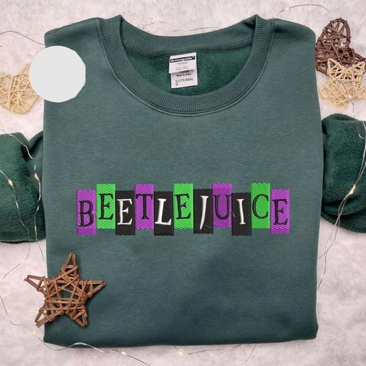 Beetlejuice Color Name Blocks Halloween Embroidered Shirt