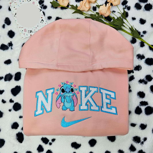 Stitch Cute Heart Butterfly Embroidered Shirt