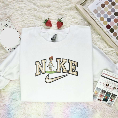 Wilma Flintstone X Nike Embroidered Shirt The Flintstones Cartoon Embroidered Hoodie