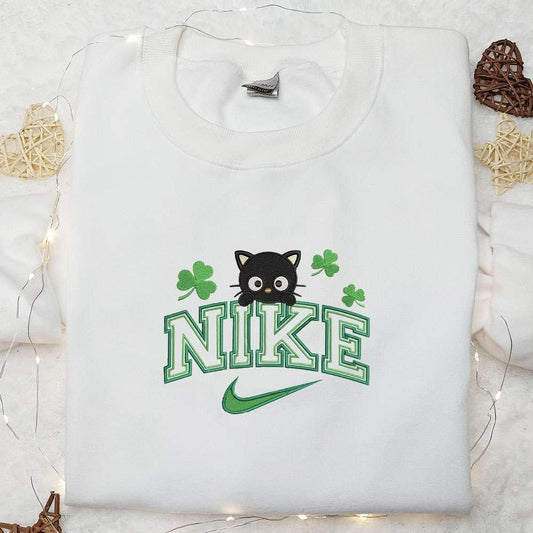 Chococat Shamrocks x Nike Embroidered Shirt Anime Embroidered Hoodie Best Saint Patricks Day Gift Idea