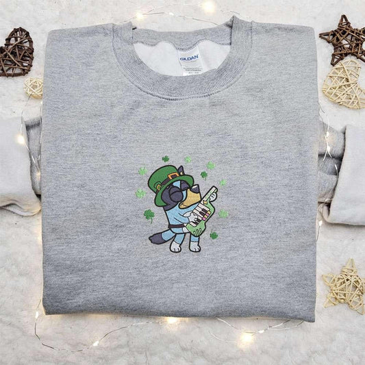 Bluey Play Music Embroidered Shirt Saint Patricks Day Embroidered Hoodie Best Holiday Gift Ideas