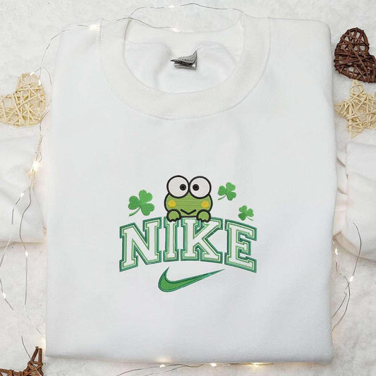 Keroppi Shamrock Embroidered Shirt Anime Embroidered Hoodie Best Saint Patricks Day Gift Idea