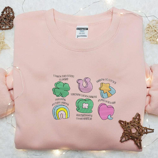 Lucky Teacher Embroidered Shirt Saint Patricks Day Embroidered Hoodie Best Holiday Gift Idea
