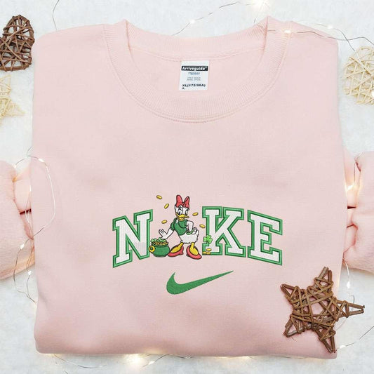 Daisy With Shamrock Gold Pot x Nike Embroidered Shirt Disney Characters Embroidered Shirt Saint Patricks Day Embroidered Hoodie