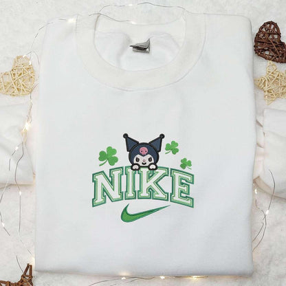 Kuromi Shamrock x Nike Embroidered Shirt Anime Embroidered Hoodie Best Saint Patricks Day Gift Idea