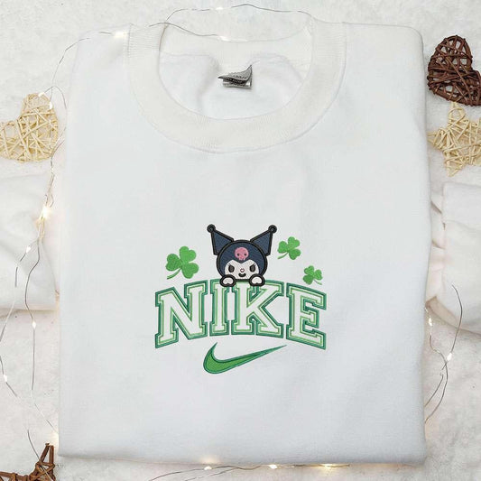 Kuromi Shamrock x Nike Embroidered Shirt Anime Embroidered Hoodie Best Saint Patricks Day Gift Idea