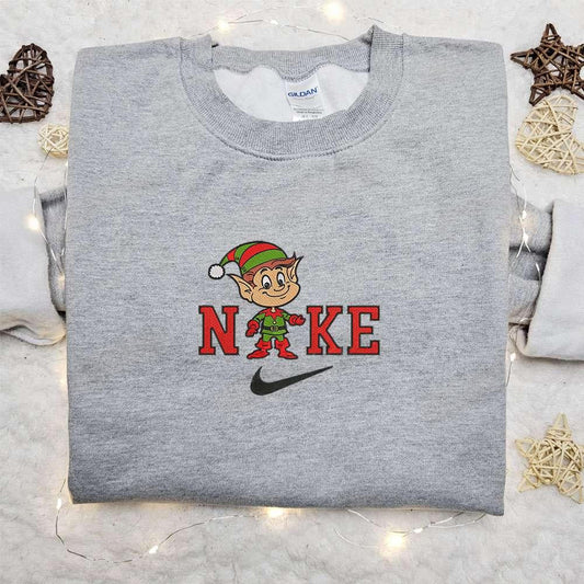 Elf Xmas Hat x Nike Christmas Embroidered Sweatshirt Movie Christmas Embroidered Shirt Best Christmas Gift Ideas