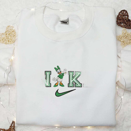 Daisy Duck In Green x Nike Embroidered Shirt Disney Characters Embroidered Hoodie Best Saint Patricks Day Gift Idea
