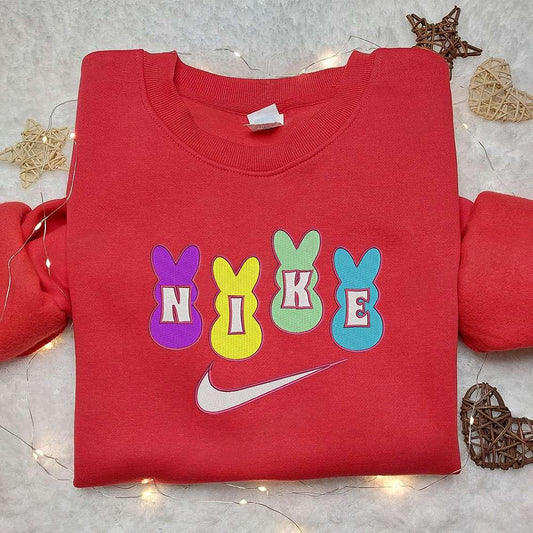 Easter Rabbit x Nike Embroidered Shirt Gift For Son Embroidered Shirt Custom Nike Embroidered Shirt