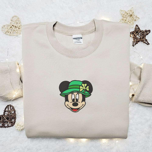 Mickey Wearing Shamrock Hat Embroidered Shirt Disney Characters Embroidered Hoodie Saint Patricks Day Gift Idea