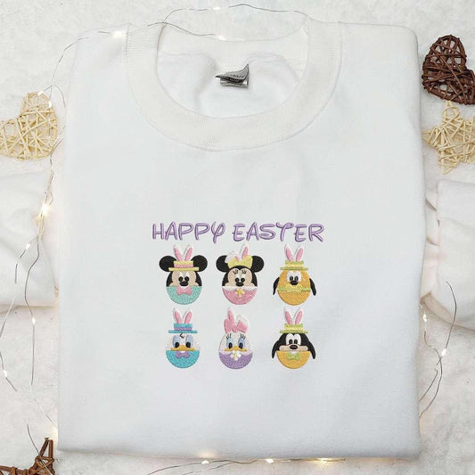 Happy Easter Mickey Mouse Characters Embroidered Shirt Disney Characters Embroidered Hoodie Best Thanksgiving Day Gift Idea
