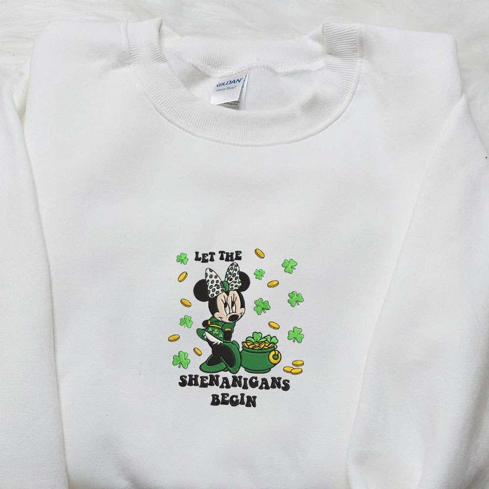 Minnie Let The Shenanigans Begin Embroidered Shirt Disney Characters Embroidered Shirt Saint Patricks Day Embroidered Hoodie