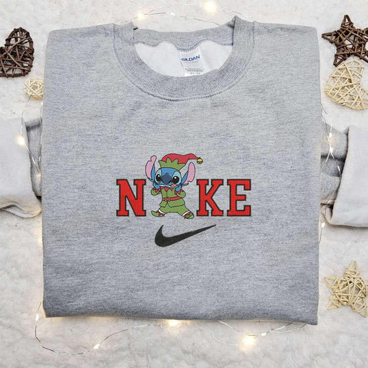 Stitch on Elf x Nike Embroidered Sweatshirt Movie St Patricks Day Embroidered Shirt Best Birthday Gift Ideas
