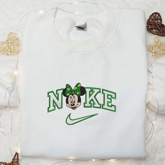Nike x Minnie St Patricks Day Embroidered Shirt Disney Characters Embroidered Hoodie Best Holiday Gift Ideas