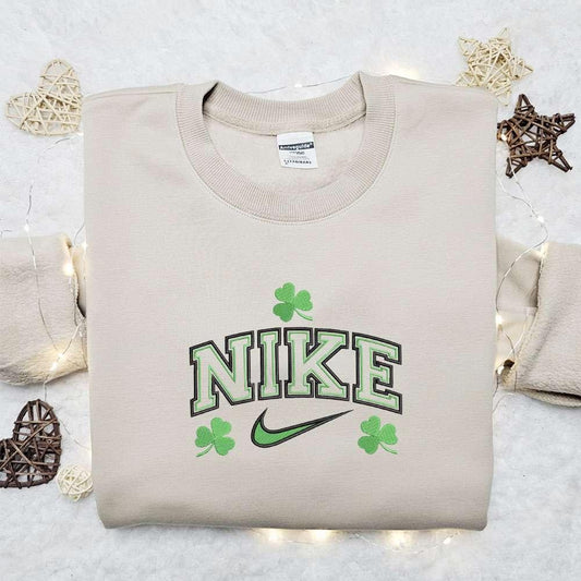 Shamrocks x Nike Embroidered Shirt Saint Patricks Day Embroidered Hoodie Best Nike Inspired Gift Idea