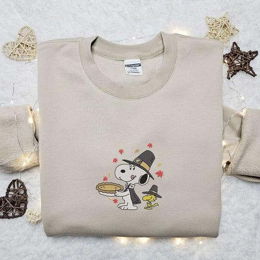 Thanksgiving Snoopy Embroidered T shirt Peanuts Cartoon Thanksgiving Embroidered T shirt Best Thanksgiving Gift Ideas