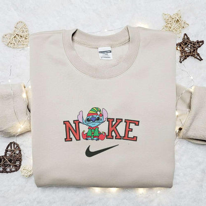 Nike x Stitch on Elf Embroidered Sweatshirt Movie St Patricks Day Embroidered Shirt Best Birthday Gift Ideas