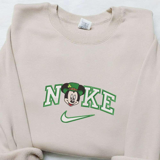 Nike x Mickey St Patricks Day Embroidered Shirt Disney Characters Embroidered Hoodie Best Holiday Gift Ideas