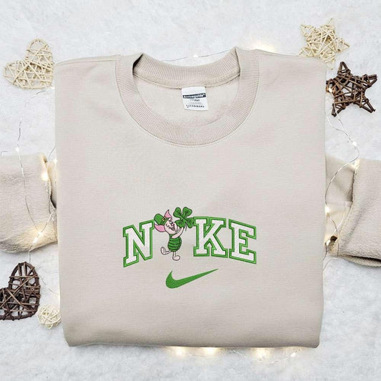 Nike x Patrick Piglet Embroidered Hoodie Winnie The Pooh Disney Embroidered Shirt St Patricks Day Embroidered Shirt