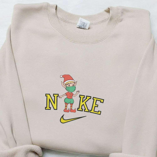 Nike x Elf Face Mask Christmas Embroidered Sweatshirt Cartoon Christmas Embroidered Shirt Best Christmas Gift Ideas