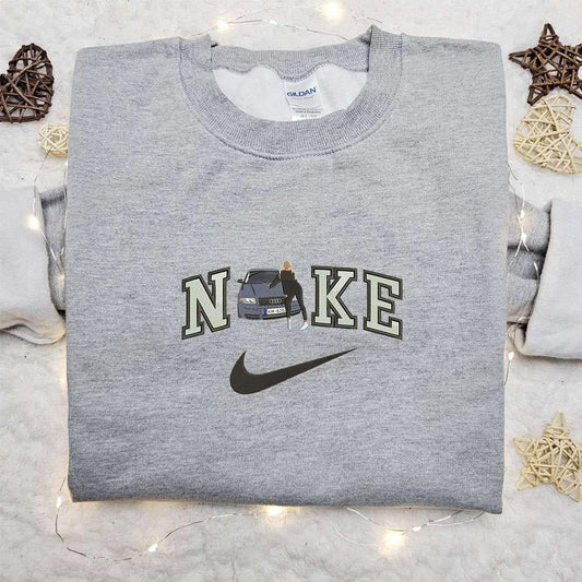 Audi Car And Girl x Nike Embroidered Shirt Transportations Embroidered Hoodie Nike Inspired Embroidered Sweatshirt