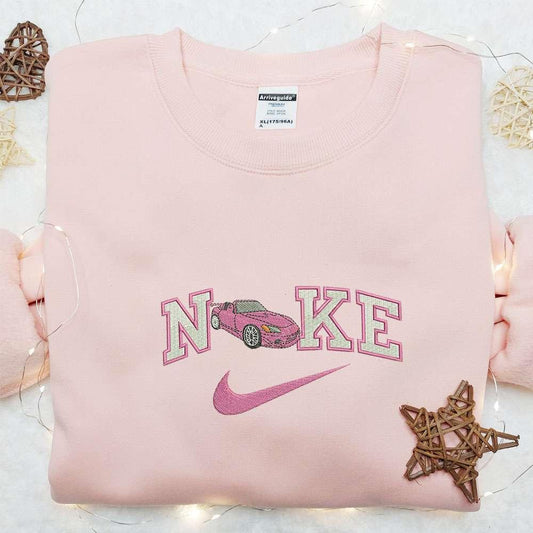 Nike x Pink Car Embroidered Sweatshirt Transportation Embroidered Sweatshirt Nike Inspired Embroidered Sweatshirt