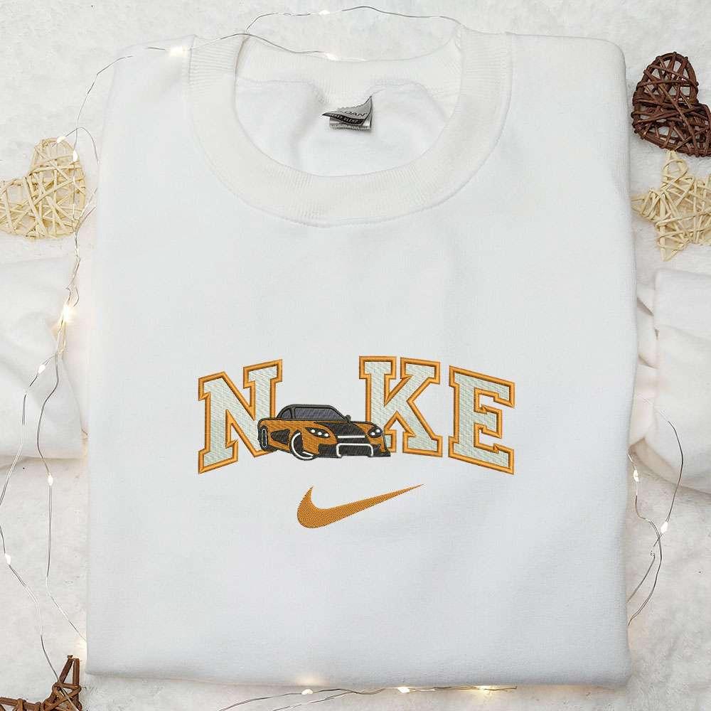 Orange Car x Nike Embroidered Shirt Transportations Embroidered Hoodie Nike Inspired Gift Idea