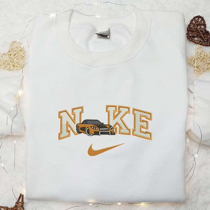 Orange Car x Nike Embroidered Shirt Transportations Embroidered Hoodie Nike Inspired Gift Idea