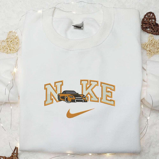 Orange Car x Nike Embroidered Shirt Transportations Embroidered Hoodie Nike Inspired Gift Idea