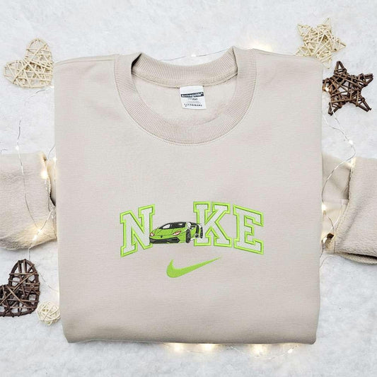 Green Lamborghini x Nike Embroidered Shirt Transportations Embroidered Hoodie Best Gift Idea