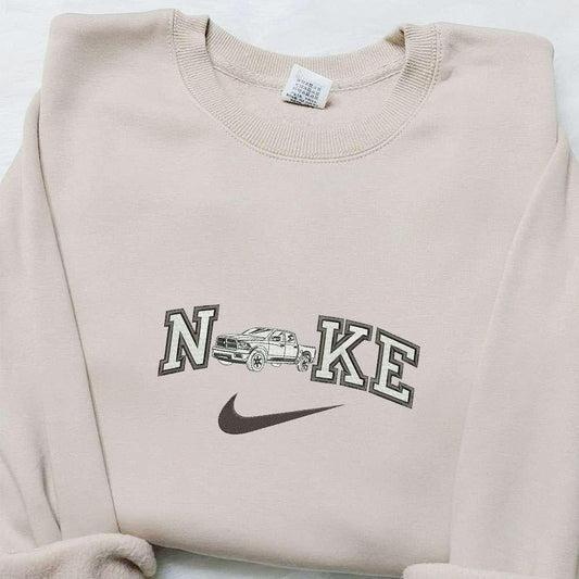 White Car x Nike Embroidered Shirt Transportations Embroidered Shirt Nike Inspired Embroidered Hoodie