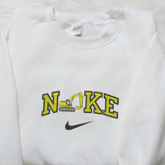 Nike x Excavator Embroidered Hoodie Custom Nike Embroidered Sweatshirt Best Gifts for Family