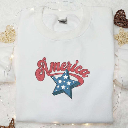 American Star Embroidered Shirt Best Patriotic Shirts National Day Gifts