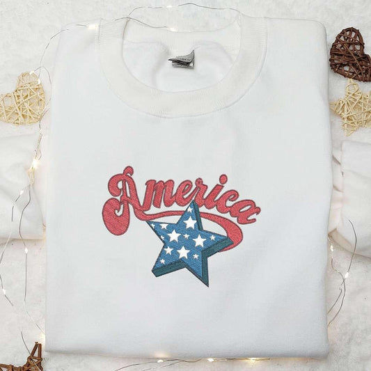 American Star Embroidered Shirt Best Patriotic Shirts National Day Gifts
