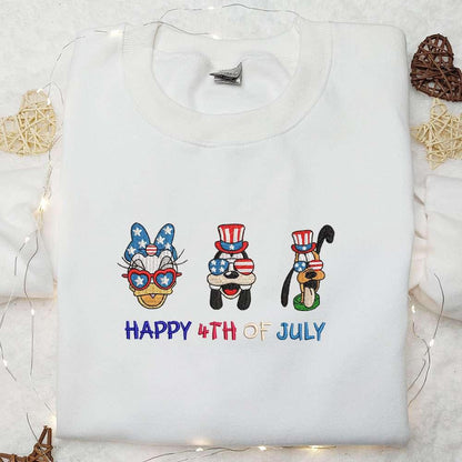 America Daisy Duck Goofy Pluto Embroidered Shirt Disney Embroidered Shirt National Day Gifts