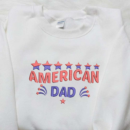 American Dad Embroidered Shirt Best Patriotic Shirts National Day Gifts