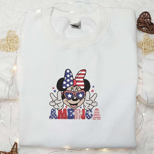 America Minnie Mouse Independence Day Embroidered Shirt Disney Embroidered Shirt Best Patriotic Shirts