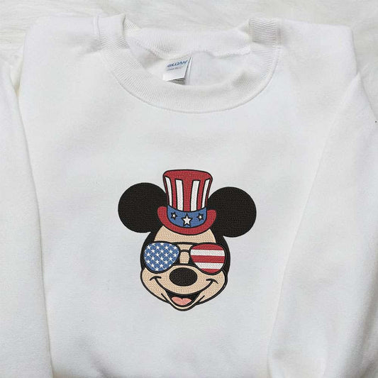 America Mickey Embroidered Shirt Disney Embroidered Shirt Best Patriotic Shirts