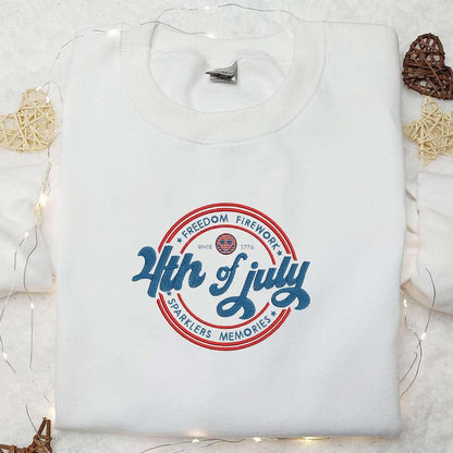 4th of July Embroidered Shirt Best Patriotic Shirts National Day Gifts