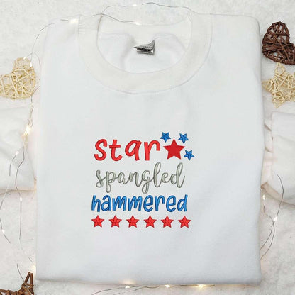 USA Stars Spangled Hammered Embroidered Shirt Best Patriotic Shirts National Day Gifts