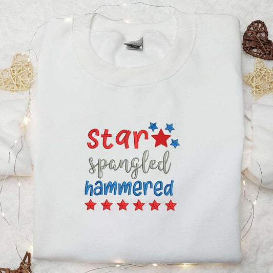 USA Stars Spangled Hammered Embroidered Shirt Best Patriotic Shirts National Day Gifts