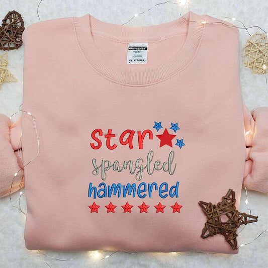 USA Stars Spangled Hammered Embroidered Shirt Best Patriotic Shirts National Day Gifts