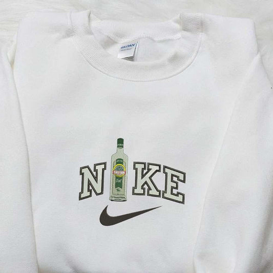 Knoiferum Wine Bottle x Nike Embroidered Shirt Favorite Foods And Drinks Embroidered Hoodie Best Gift Idea