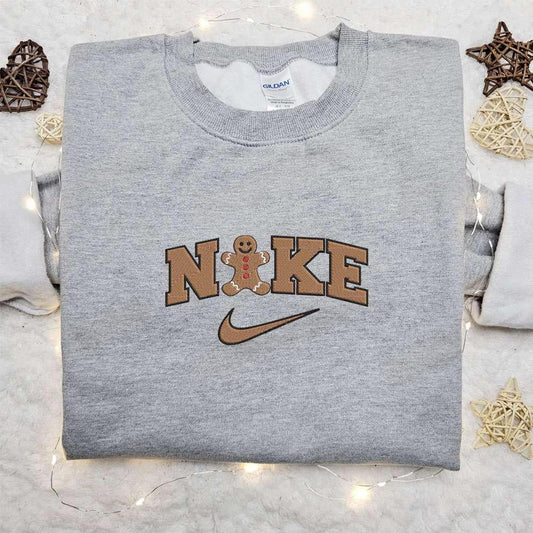 Gingerbread x Nike Embroidered Sweatshirt Christmas Embroidered Shirt Best Christmas Gift Ideas for Family
