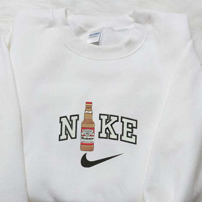 Budweiser Beer Bottle x Nike Embroidered Shirt Favorite Food And Drink Embroidered Hoodie Best Gift Ideas