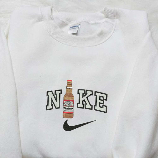 Budweiser Beer Bottle x Nike Embroidered Shirt Favorite Food And Drink Embroidered Hoodie Best Gift Ideas