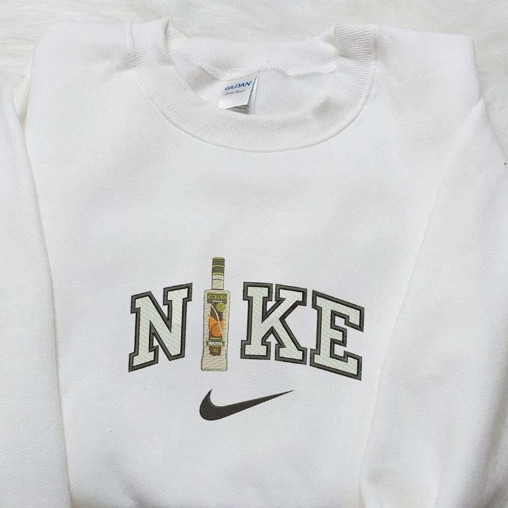 Golden Wine Bottle x Nike Embroidered Shirt Favorite Foods And Drinks Embroidered Hoodie Best Gift Ideas For Dad