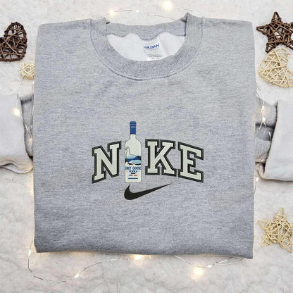 Grey Goose Voodka x Nike Embroidered Hoodie Favorite Drink Embroidered Sweatshirt Nike Inspired Embroidered Shirt