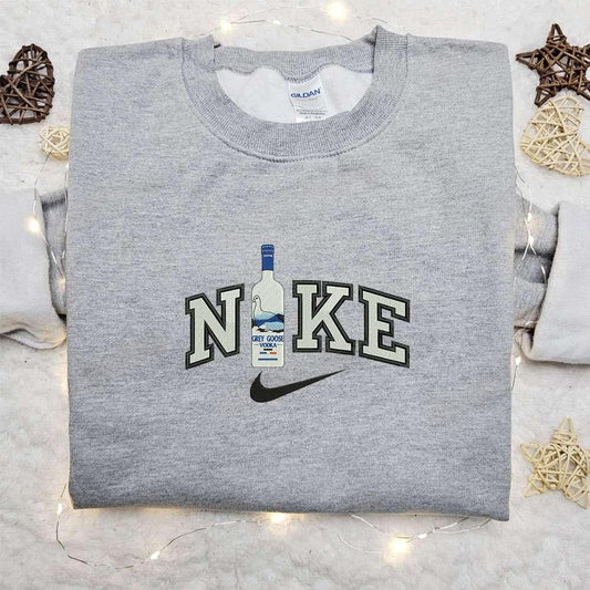 Grey Goose Voodka x Nike Embroidered Hoodie Favorite Drink Embroidered Sweatshirt Nike Inspired Embroidered Shirt
