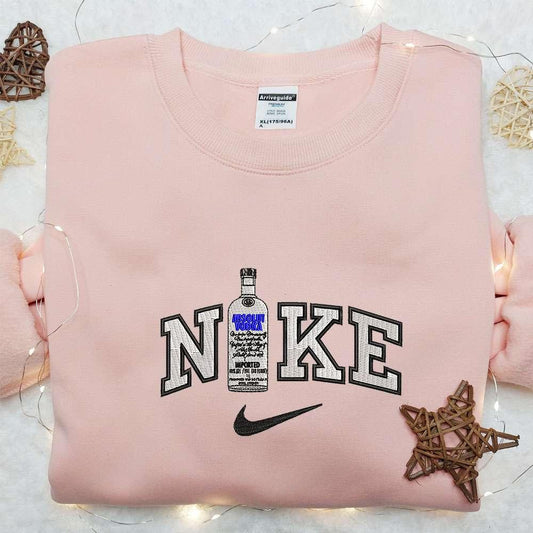 Absolut Vodka Bottle x Nike Embroidered Shirt Favorite Food And Drink Embroidered Hoodie Nike Inspired Embroidered Sweatshirt